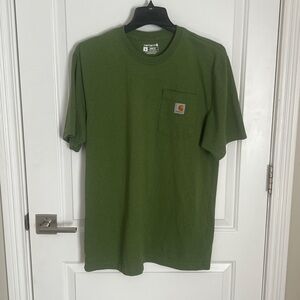 Carhartt Olive Green Tee with Pocket Loose Fit Medium